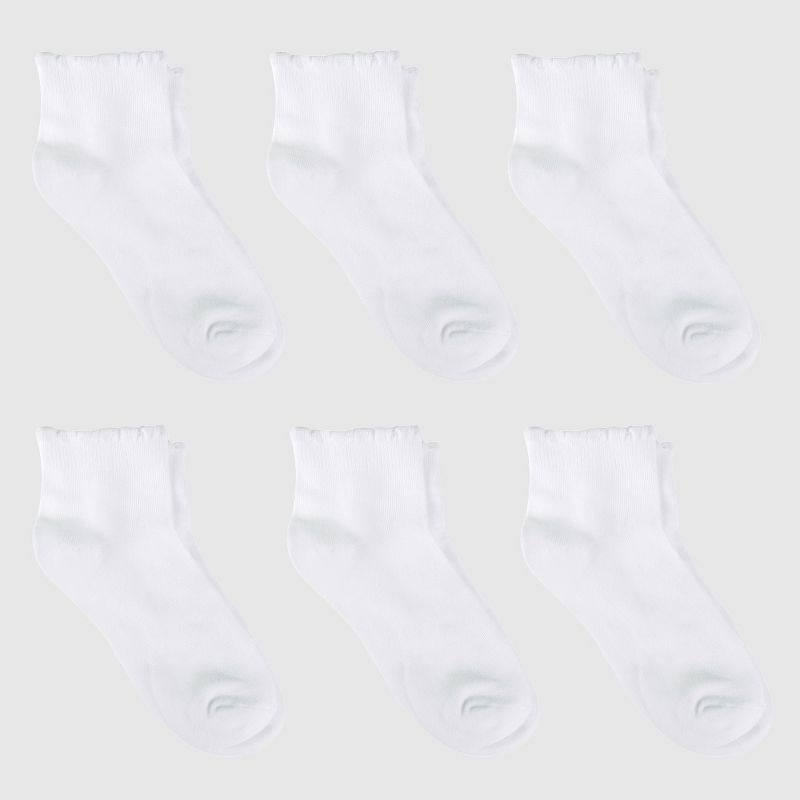 Girls' Casual Ankle Socks 6pk - Cat & Jack™ White, 1 of 4