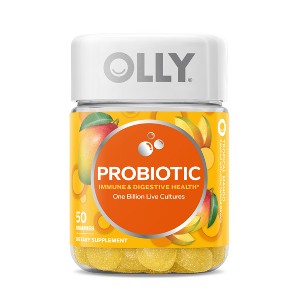 OLLY Probiotic Chewable Gummies for Immune and Digestive Support - Tropical Mango - 50ct - 1 of 4