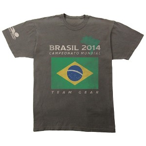 Team Gear Vintage Brazil Champions 2014 Adult Pepper Crew Neck Short Sleeve T-shirt-Small - 1 of 4