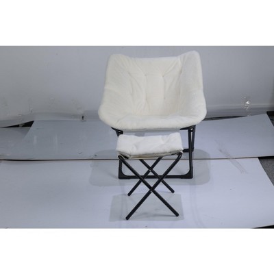 Saucer Chair, Lounge Chair - XL Foldable Faux Fur Floor Seat, Non-Slip Base for Stability, Accent Chair