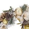 Faux 28" White Poinsettas & Pine Needle Wreath - FXP1034 - Green/Gold - Safavieh - 4 of 4