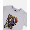Deux par Deux Boy Organic Cotton Graphic Tee Pale Blue and Puppies - 4 of 4