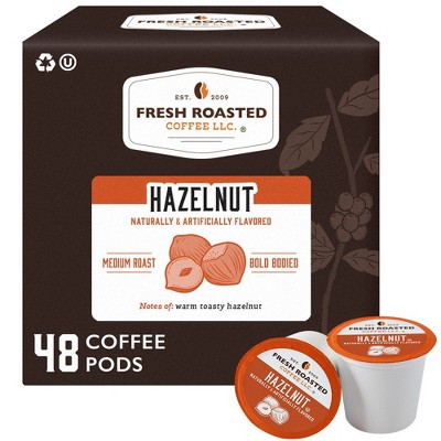 Fresh Roasted Coffee - Hazelnut Flavored Medium Roast Single Serve Pods - 48CT
