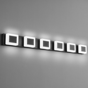 POWLIG Modern 6-Light Black Wall Sconce with Dimmable LED, 47-Inch Wall Light - 1 of 4