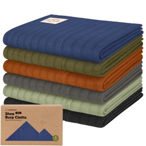 6pk Shea Baby Burp Cloths, Organic Cotton Burping Cloths for Babies, Boys, Girls, Soft & Absorbent Spit Up Rag - 1 of 4
