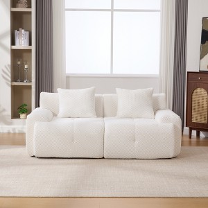 VASIP  Modular Cloud Sofa  & Ottoman Set, Deep Seat Boneless Sofa with Throw Pillow,for Living Room, Bedroom,No Assembly Required,Ivory - 1 of 4