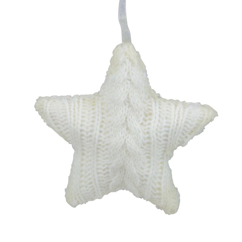 Northlight 4" Cream Cable Knit Star Christmas Ornament, 1 of 5