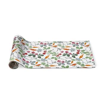 TAG Veggie Bunny Radish, Carrot, and Bunny Print on White Background Cotton Machine Washable Table Runner Décor Decoration, 72" x 18"-in.