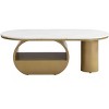 NicBex 47.24" Oval Coffee Table with Storage, Faux Marble Top Table with Gold Metal Frame & Hidden Drawer for Living Room - 3 of 4