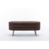 VYNXARIA-Velvet Brown Fabric Storage Bench with Wood Legs For Living Room Bedroom Indoor - 2 of 4