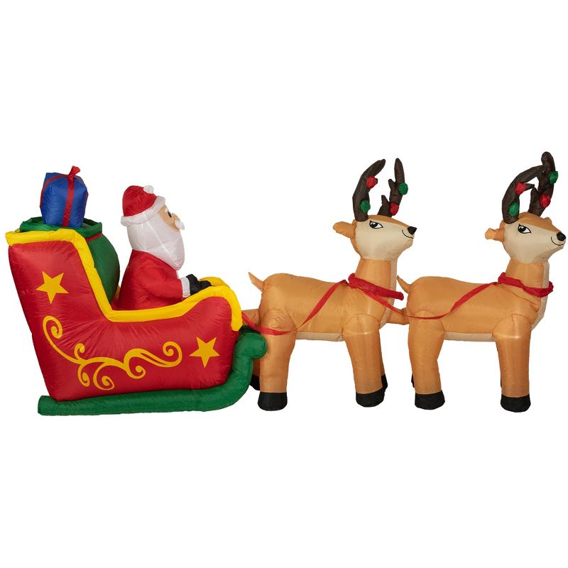 Northlight 8' Inflatable Santa's Sleigh and Reindeer Outdoor Christmas Decoration, 1 of 6