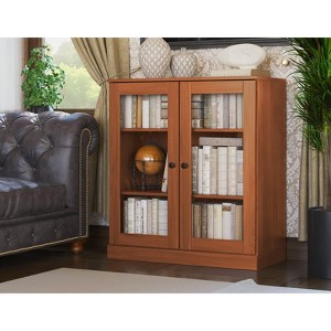 Palace Imports Solid Wood Modular 3-Shelf Bookcase with Glass Doors ...