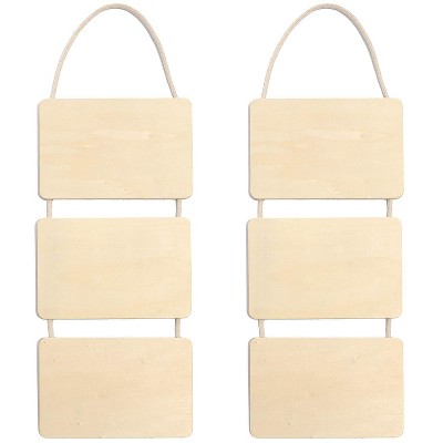 Bright Creations 2-Pack Unfinished Blank Hanging Wood Signs 16" with Jute String for Home Decor