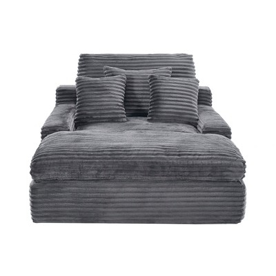 Dolonm 75" Deep Seat Lazy Sofa: 4 Plush Pillows, High-Resilience Sponge, Luxe Corduroy for Living Room/Office-6 Colors