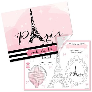 Big Dot of Happiness Paris, Ooh La La - Paper Paris Themed Birthday Party Coloring Sheets - Activity Placemats - Set of 16 - 1 of 4