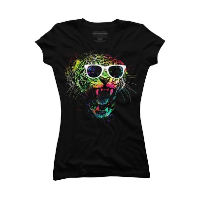 Junior's Design By Humans Technicolor Jaguar By clingcling T-Shirt