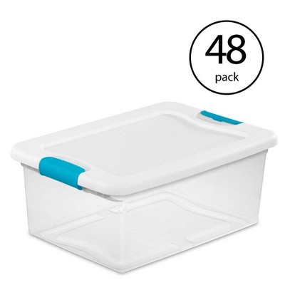 Sterilite 15-Quart Clear Stackable Latching Storage Box Container (48 Pack)