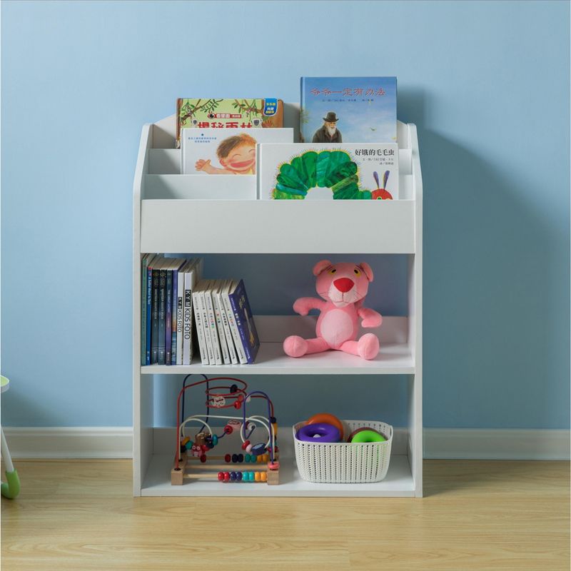 Basicwise Modern Wooden Storage Bookcase with Shelf, Playroom Bedroom Living and Office, 3 of 7