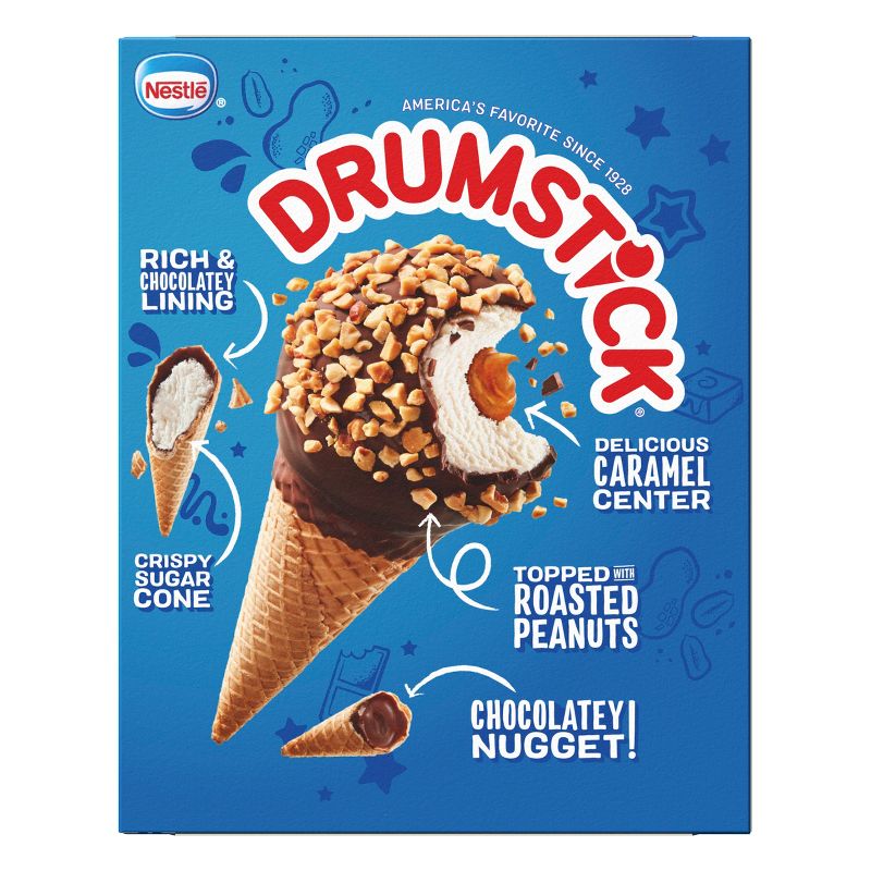 Nestle Vanilla Caramel Drumstick Ice Cream Cone - 4pk, 4 of 14
