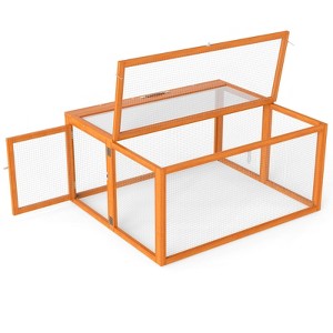 AZL1 Life Concept Pet Crates and Houses Folding Rabbit Hutch with Lockable Doors and Ground Stakes, Rabbit House, Orange, 43.3"*37"*21.3" - 1 of 4
