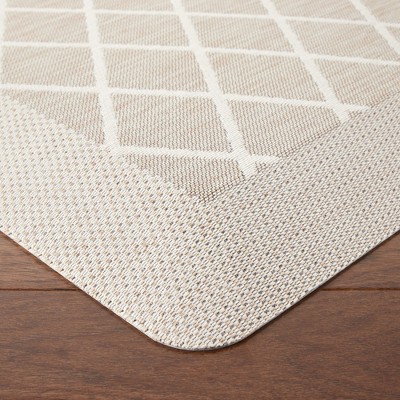 Beige Diamond Pattern Anti-Fatigue Kitchen Mat 19.6" x 32"