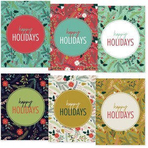 24ct Christmas Pines Typography Holiday Card Assortment - Masterpiece Studios: Boxed Set with Envelopes, A7 Size - 1 of 2