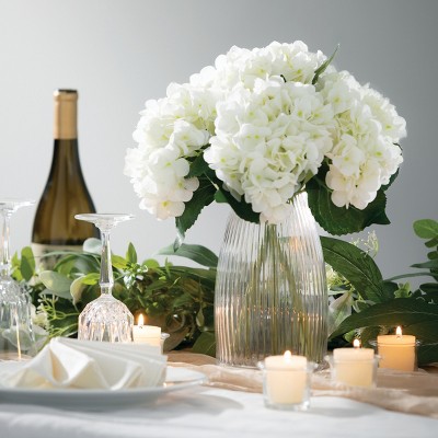 Elegant Clear Ribbed Glass Decorative Table Vase, 8"