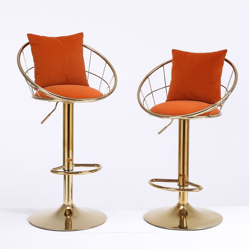 Set of 2 Modern Style 360 Degree Swivel Bar Stools with Metal Adjustable Base - ModernLuxe, 5 of 12