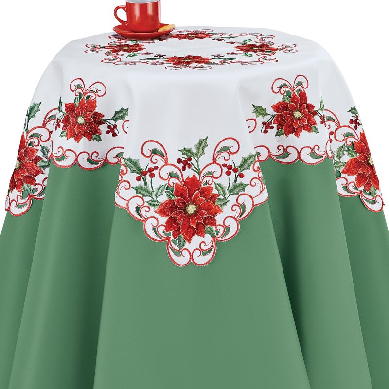 Collections Etc Charming Poinsettia Table Topper, 1 of 4