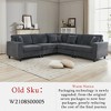 108'' Corduroy Modular L-Shaped Sectional Sofas with 5 Throw Pillows and 6 Back Cushions - 2 of 4