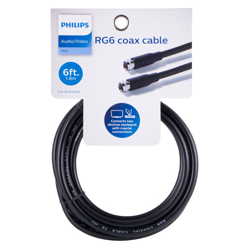 Philips 6' RG6 Coax Cable - Black, 6 of 8