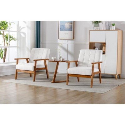 CAVINAS Upholstered Accent Chair Set of 2 with Side Table,Modern Arm Chairs for Bedroom,Reading Room