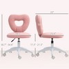 Armless Computer Desk Chair, Office Task Chair, Teddy Fleece Heart Makeup Vanity Chair with Swivel Wheels - 3 of 4
