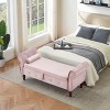 NicBex Modern 63" Storage Bench Velvet Accent Stool with Rolling Arms and Nailhead Trims for Entryway and Living Room - 2 of 4