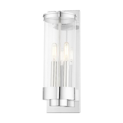 Hillcrest Polished Chrome 2-Light Outdoor Wall Lantern with Clear Glass
