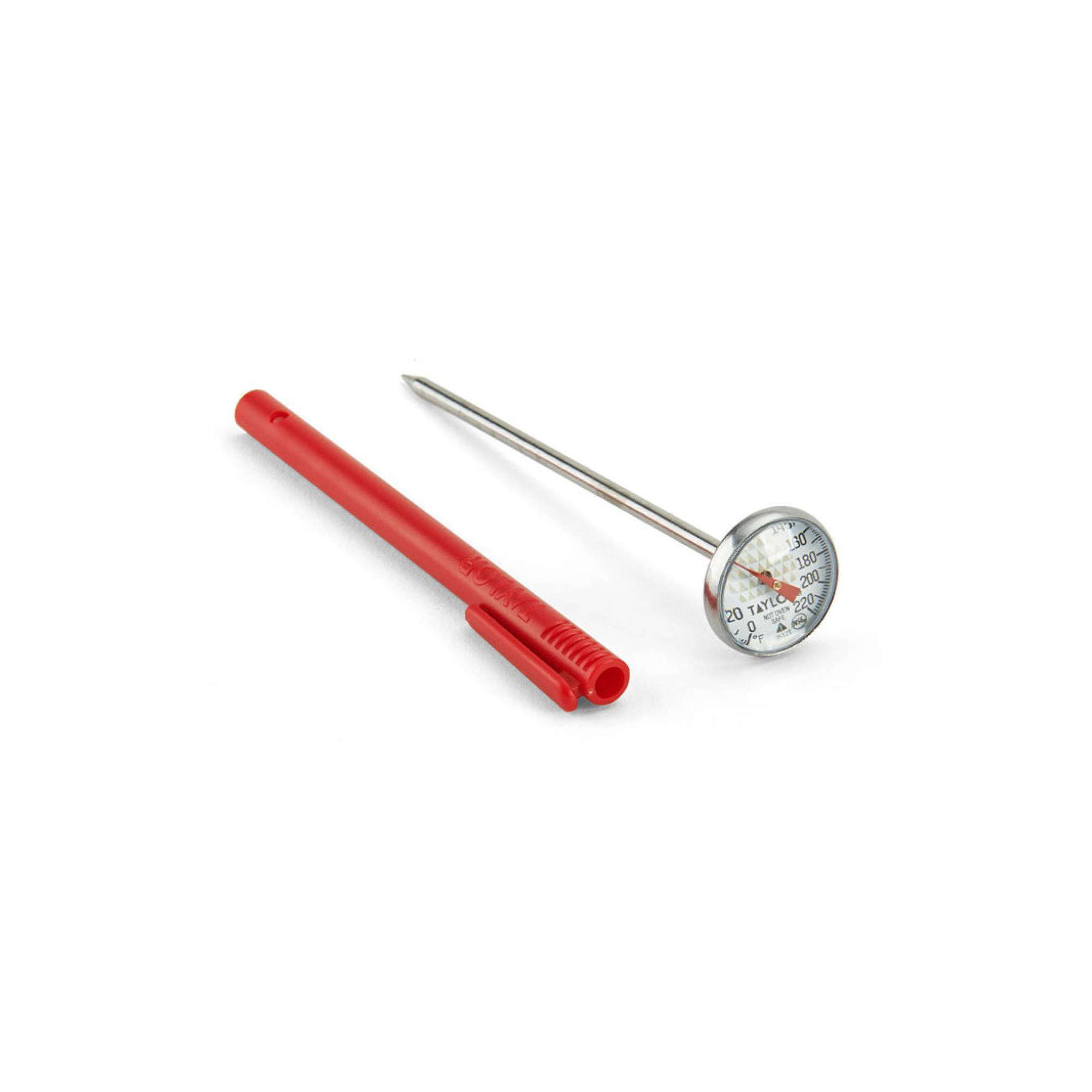 Taylor 1" Instant-Read Analog Dial Kitchen Meat Cooking Thermometer: Stainless Steel, 0-220°F, Storage Sleeve