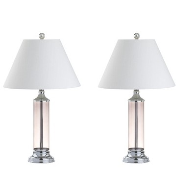 Astor Smoked Gray Glass LED Table Lamp Set with Chrome Base