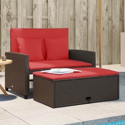 Patio Sofa with Cushions 2-Seater Poly Rattan  vidaXL