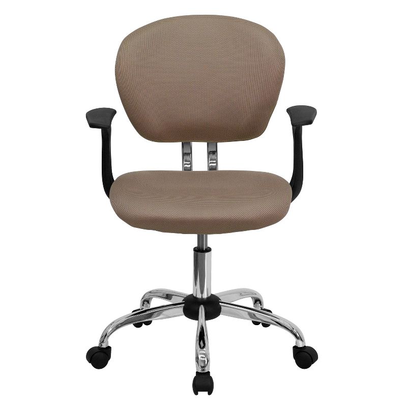 Emma and Oliver Mid-Back Coffee Brown Mesh Padded Swivel Task Office Chair with Arms, 5 of 6