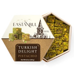 Eastanbul Turkish Delight Pistachio, Double Roasted Pistachios Filled, Lokum, Loukoumi, 8.8oz - 1 of 4