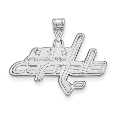 Black Bow Jewelry 10k White Gold Washington Capitals NHL Large Pendant