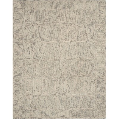 Ivory/Grey/Teal 8' x 10' Hand-Tufted Wool Rectangular Rug