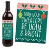 Big Dot of Happiness Colorful Christmas Sweaters - Ugly Sweater Holiday Party Decorations for Women and Men - Wine Bottle Label Stickers - Set of 4 - 3 of 4
