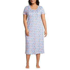 Lands' End Women's Cotton Short Sleeve Midcalf Nightgown - 1 of 3