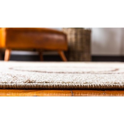 Beige Geometric Low Pile Area Rug 5' x 8'