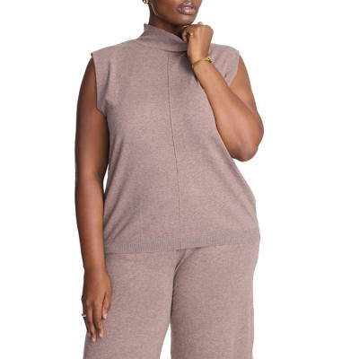 ELOQUII Elements Women's Plus Size Turtleneck Sleeveless Sweater