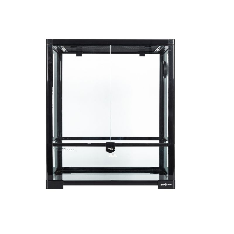 REPTI ZOO Reptile Glass Terrarium, 18" x 18" x 24" Front Opening Terrarium with Double Hinge Door, 1 of 5