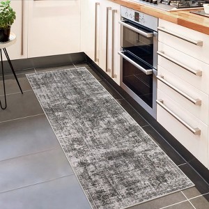 Washable Area Rug for Living Room & Bedroom – Non-Slip Vintage Floral Accent Carpet, Low Pile, Stain Resistant - 1 of 4