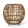 Boho Faux Rattan Outdoor Side Table, Handcrafted Patio Coffee Table, 19.7" Cylinder Patio End Tables -Christopher Knight Home - 2 of 4
