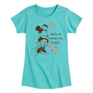 Girls' - Disney - Minnie Nature Makes Me Happy Fitted Short Sleeve Graphic T-Shirt - 1 of 4